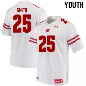 Youth Wisconsin Badgers NCAA #25 Isaac Smith White Authentic Under Armour Stitched College Football Jersey JA31X76FJ